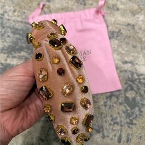Bohemian Gemme Luxe Pink Embellished Headband with Gold and Brown Gems